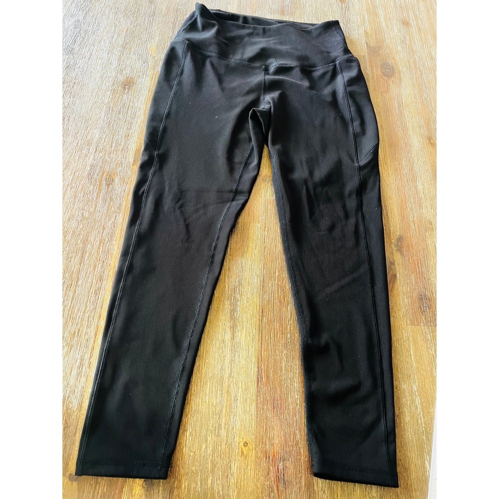 Modern Balance Black Ribbed High Waisted Leggings with Pockets XL